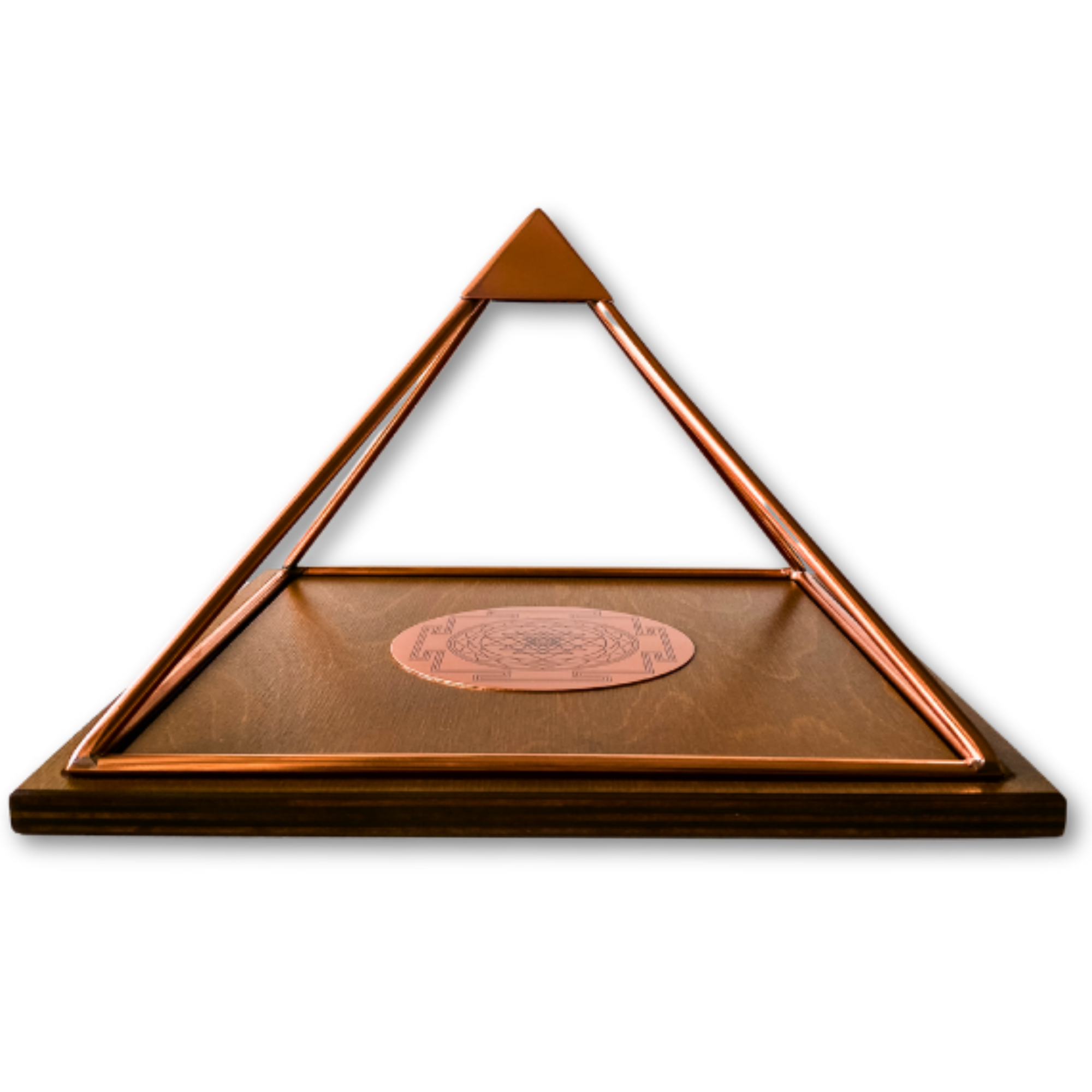 Koperen Sri Yantra piramide 22x22 cm – krachtige energie en meditatie tool